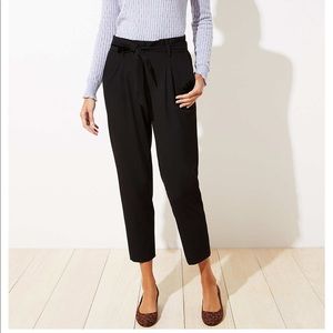 Loft tie waist slim pants black